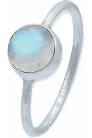 mantraroma Silberring SAMA rund aus 925 Silber mit Regenbogen Mondstein (Ring mit Schmuckbeutel), Damenring aus 925er Silber weiß 60