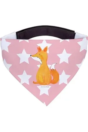 Mr. & Mrs. Panda Hundefliege Einhorn Fuchs - Rot Pastell - Geschenk, Unicorn, Füchse, groß, große, Polyester rot L | 33 cm x 33 cm