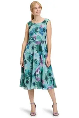 Vera Mont Cocktailkleid Cocktailkleid mit Print Druck grün 48