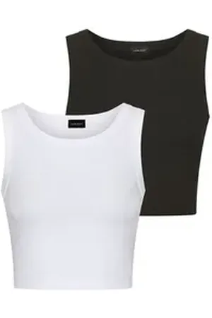 Laura Scott Crop-Top (2-er Pack) in Rippenqualität schwarz|weiß 40/42