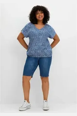 Sheego Jeansbermudas Große Größen im Curvy-Schnitt SUSANNE blau 54