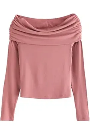 Next Carmenshirt Weiches, geripptes Bardot-Oberteil (1-tlg) rosa XL