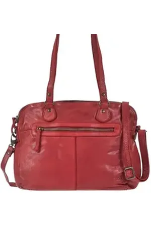 Bear Design Umhängetasche "Lieke" Cow Lavato Leder, Handtasche, 2 getrennte Fächer, Schultertasche 33x25cm, rot rot