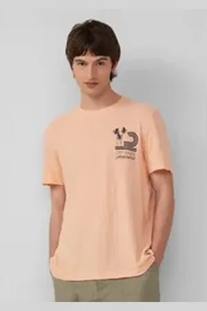 QS by s.Oliver Shirttop Baumwoll-T-Shirt mit Frontprint und Flammgarnstruktur 3XL