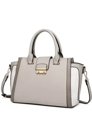 MISS LULÙ Henkeltasche Damen Shopper aus PU-Leder für Arbeit & Freizeit grau