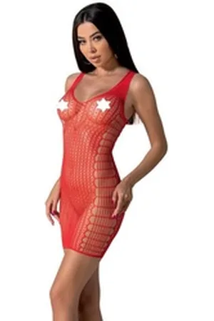 Passion Fusion Netzkleid Netzkleid in rot Minikleid transparent elastisch (1-tlg) rot