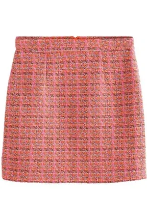 Next Minirock Karierter, strukturierter Bouclé-Minirock (1-tlg) orange|rosa 48 (GB: 20)