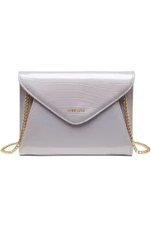MISS LULÙ Clutch Damen Umschlag Abendtasche Crossbody Tasche Hochzeit grau