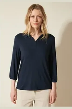 CECIL Poloshirt mit 3/4 Ärmeln blau L (42)