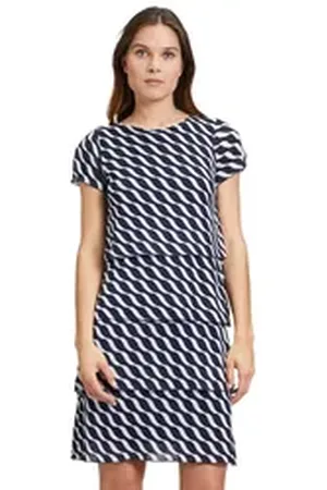 Betty Barclay Sommerkleid Stufenkleid mit Flügelärmeln Druck blau 36