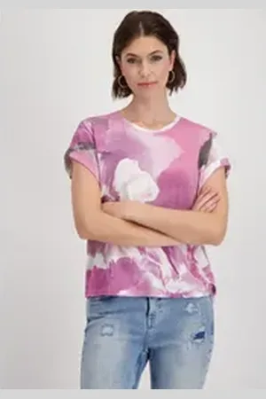 monari Rundhalsshirt mit Blumendruck rosa 44