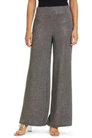 Vera Mont Stoffhose Modern fit Hose mit weitem Bein Glitzer schwarz 48