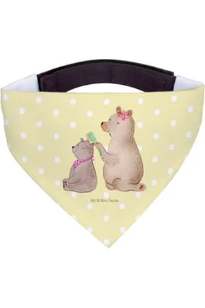 Mr. & Mrs. Panda Hundefliege Bär Kind - Gelb Pastell - Geschenk, Hunde, Bruder, Bären, Tuch, Halst, Polyester gelb L | 33 cm x 33 cm