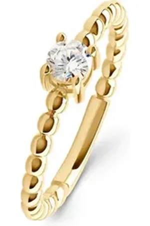ESPRIT Silberring Damen-Damenring 925er Silber 1 Zirkonia, Zirkonia, synthetisch gelb|goldfarben 52