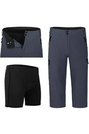 Bergson Fahrradhose PORVOO Capri (mit gepolsterter Innenhose) Herren 3/4 Radhose, robust, elastisch, Normalgrößen, grau/blau blau|grau 56