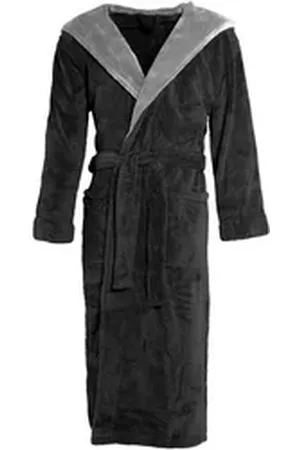 Celinatex Bademantel Saunamantel Kapuze für Sie&Ihn Texas schwarz/anthrazit Größe XL, Polyester schwarz XL