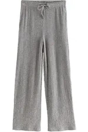 Next Palazzohose Strukturierte Hose mit weitem Bein und Kordelzug (1-tlg) grau 25,5