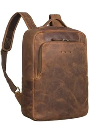 STILORD Notebook-Rucksack "Sören" Business Rucksack Leder mit Laptop-Fach 15 - 16 Zoll Leder braun