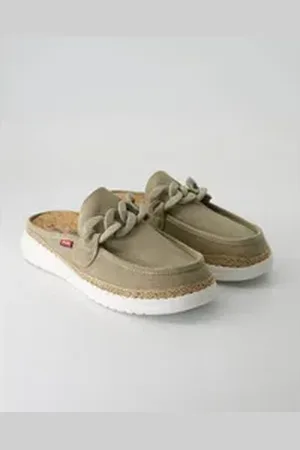 FUSION Ella chain raffia Slipper beige|braun 41 EU