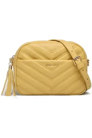 MISS LULÙ Schultertasche Umhängetasche Damen mit Goldener Hardware – Mittelgroße Crossbody Bag gelb