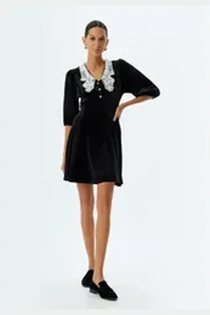 Koton Minikleid Mini Länge Mit Spitzendetail schwarz M