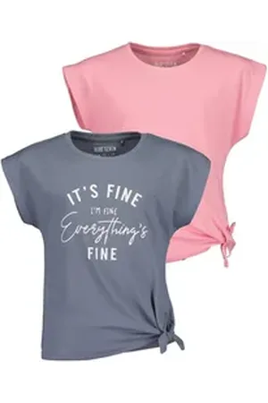 Blue Seven T-Shirt Teenager Mädchen T-Shirts mit Knoten (2-tlg) blau|bunt 176