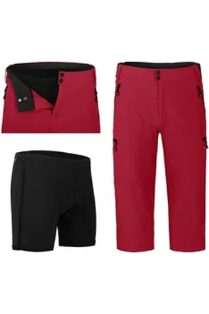 Bergson Fahrradhose PORVOO Capri (mit gepolsterter Innenhose) Herren 3/4 Radhose, robust, elastisch, Normalgrößen, rot rot 58