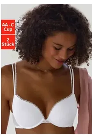 Petite Fleur Push-up-BH (Packung, 2-tlg., 2 Stück) aus süßem Herzchen-Mesh mit edlen Spaghettiträgern, sexy Dessous schwarz|weiß 70