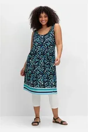 Sheego Sommerkleid Große Größen in leicht ausgestellter Form blau 48