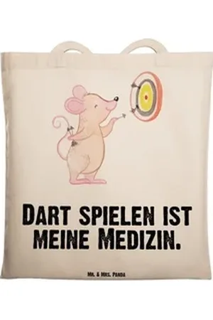 Mr. & Mrs. Panda Tragetasche Maus Dart spielen - Transparent - Geschenk, Strandtasche, Hobby, Dart (1-tlg), Lange Tragegriffe