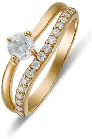 FAVS Fingerring Damen-Damenring 375er Gelbgold 18 Zirkonia, Zirkonia, synthetisch gelb 54