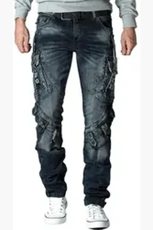 Cipo & Baxx Regular-fit-Jeans Cargo Hose BA-CD440 Blau W38/L34 (1-tlg) Stitching blau 38
