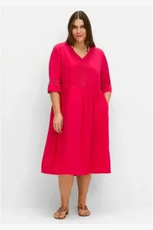 Sheego Sommerkleid Große Größen mit Häkelspitze rot 40