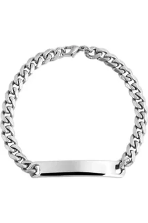 Akzent Edelstahlarmband Rokas Panzerarmband, Gravurplatte, silberfarben, 21 cm (Einzeln) silberfarben
