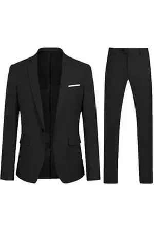 Allthemen Anzug (2 tlg) Slim Fit Ein Knopf Herrenanzug im eleganten Look schwarz 56
