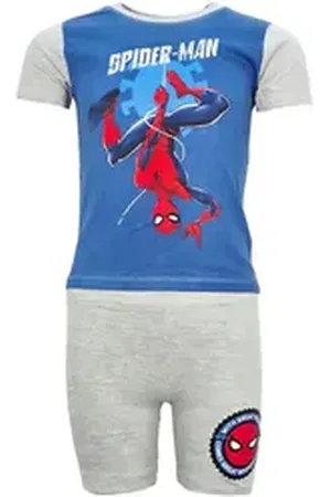 Marvel Print-Shirt Spiderman Kinder Jungen Sommerset Shirt Shorts 100% Baumwolle, Gr. 98 bis 128 grau 110