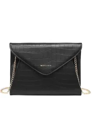 MISS LULÙ Clutch Damen Umschlag Abendtasche Crossbody Tasche Hochzeit schwarz