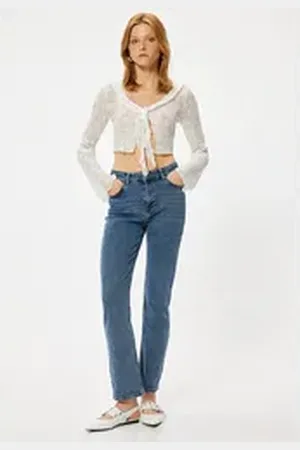 Koton Straight-Jeans Normale Leibhöhe Slim Straight blau 32/32