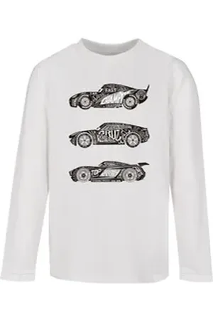 Absolute Cult Longsleeve Herren Kids Cars - Text Racers Longsleeve (1-tlg) weiß 122/128