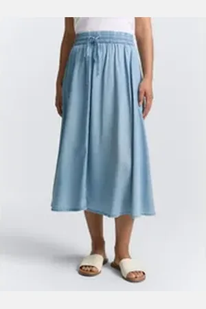 TOM TAILOR Sommerrock High Waist Midi-Rock blau 46