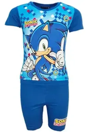 Sonic The Hedgehog Print-Shirt Kinder Jungen Sommerset Shirt Shorts 100% Baumwolle, Gr. 98 bis 140 blau 116
