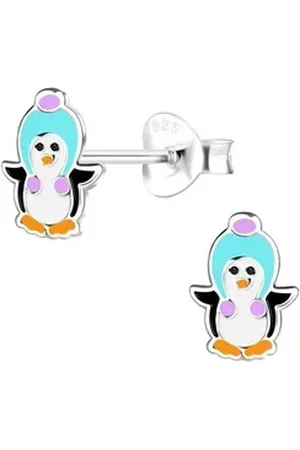 Bungsa Ohrring-Set Ohrstecker Pinguin aus 925 Silber Kinder (1 Paar (2 Stück), 2-tlg), Ohrschmuck Ohrringe rosa