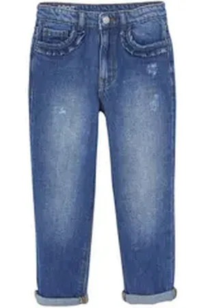 Vertbaudet 7/8-Caprijeans Gerade Mädchen Jeans, Hüftweite SLIM blau 158