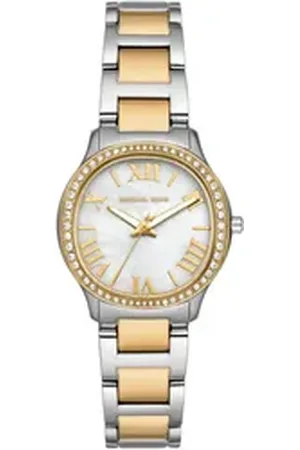 Michael Kors Quarzuhr SAGE 31 mm MK4910, Armbanduhr, Damenuhr, Edelstahlarmband, analog, Glassteine goldfarben