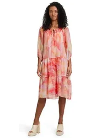 Cartoon Sommerkleid Sommerkleid mit Print Druck rosa 36