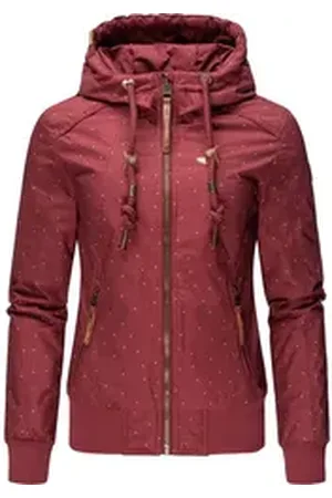Ragwear Outdoorjacke Druna Print Winter stylische Winterjacke mit Kapuze und Print rot XL (42)