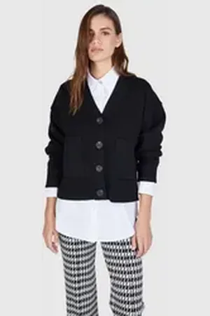 Marc Aurel Strickjacke mit aufgesetzten Taschen schwarz 44