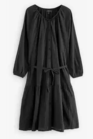 Next Blusenkleid Strandkleid T-Shirt-Kleid aus 100 % Baumwolle (1-tlg) schwarz 38 (GB: 10)