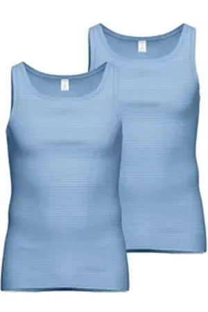 Ammann Unterhemd Jeans Unterhemd (2-St., 2 Stück) mit Streifen blau 6