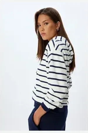 Koton Kapuzensweatshirt Kapuzenkragen Regular blau S